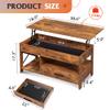 WLIVE Coffee Table, 39" Lift Top Coffee Table with Hidden Compartment, Storage Drawers and Storage Shelf for Living Room, Reception Room, Rustic Brown view 3