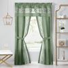 ACHIM Paige 5-Piece Window Curtain Set - 55 Width, 84 Length, 2 Inch Rod Pocket - Green - Light Filtering Set Includes Valance with Attached Panels & Two Tie Backs - Machine Washable Home Decor view 1