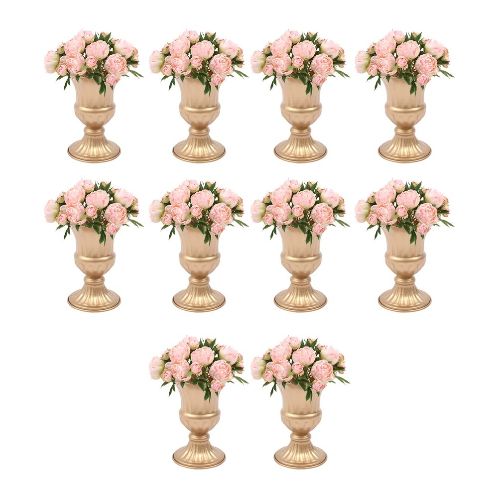 10 Pcs Gold Flowers Vases for Centrepieces, Wedding Table Centerpiece Decoration for Reception, Home Flower Stand for Birthday Ceremony Christmas Events Indoor Outdoor (6.3'' H)