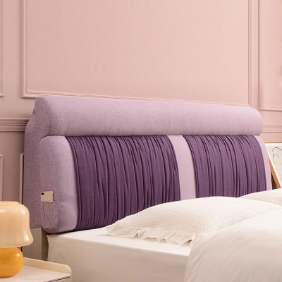 Large Rectangle Reading Wedge Cushion Headboard Backrest Wedge Pillow Detachable Linen Back Support Pillow Bed Sofa Bunk Cushion for Twin Queen King Size,B,No headboard 70.8"/180cm