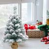 Fofetbfo 23.6 Inch Artificial Mini Christmas Tree, Snow Flocked Christmas Tree with Burlap Base, Small Prelit Tabletop Christmas Tree for Xmas Desk Top Table Home Decor view 2