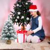 Fofetbfo 23.6 Inch Artificial Mini Christmas Tree, Snow Flocked Christmas Tree with Burlap Base, Small Prelit Tabletop Christmas Tree for Xmas Desk Top Table Home Decor view 3