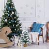 Fofetbfo 23.6 Inch Artificial Mini Christmas Tree, Snow Flocked Christmas Tree with Burlap Base, Small Prelit Tabletop Christmas Tree for Xmas Desk Top Table Home Decor view 4