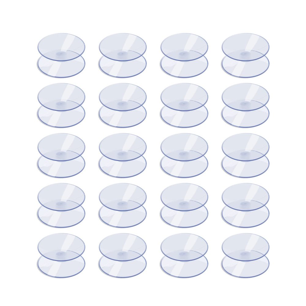AQUANEAT 20 Pack 1.2 Inch Double Sided Suction Cups for Glass Table Top Home Organization