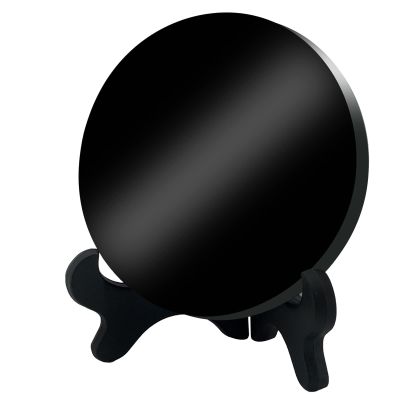 AGERYU Black Obsidian Scrying Mirror, Obsidian Mirror with Stand and Bag for Divination, Meditation, Healing, Feng Shui (150mm(5.9in))