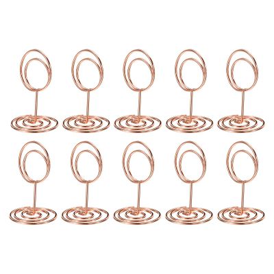 PATIKIL 2 Inch Table Number Holder, 10 Pack Wire Photo Picture Place Card Seating Labels Round Shape Clips for Party Meeting Wedding Displaying, Rose Gold