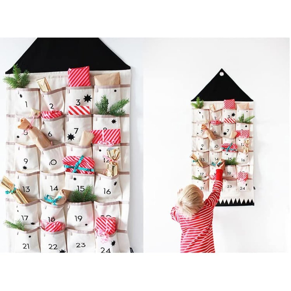 STKMELON Christmas Advent Calendar with Pockets Wall Hanging Bag for Home Xmas Countdown Decoration(Countdown to Christmas)