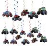 50Pcs Monster Truck Hanging Swirls Set Monster Truck Birthday Party Hanging Decoration Monster Truck Party Supplies For Boys Birthday view 1