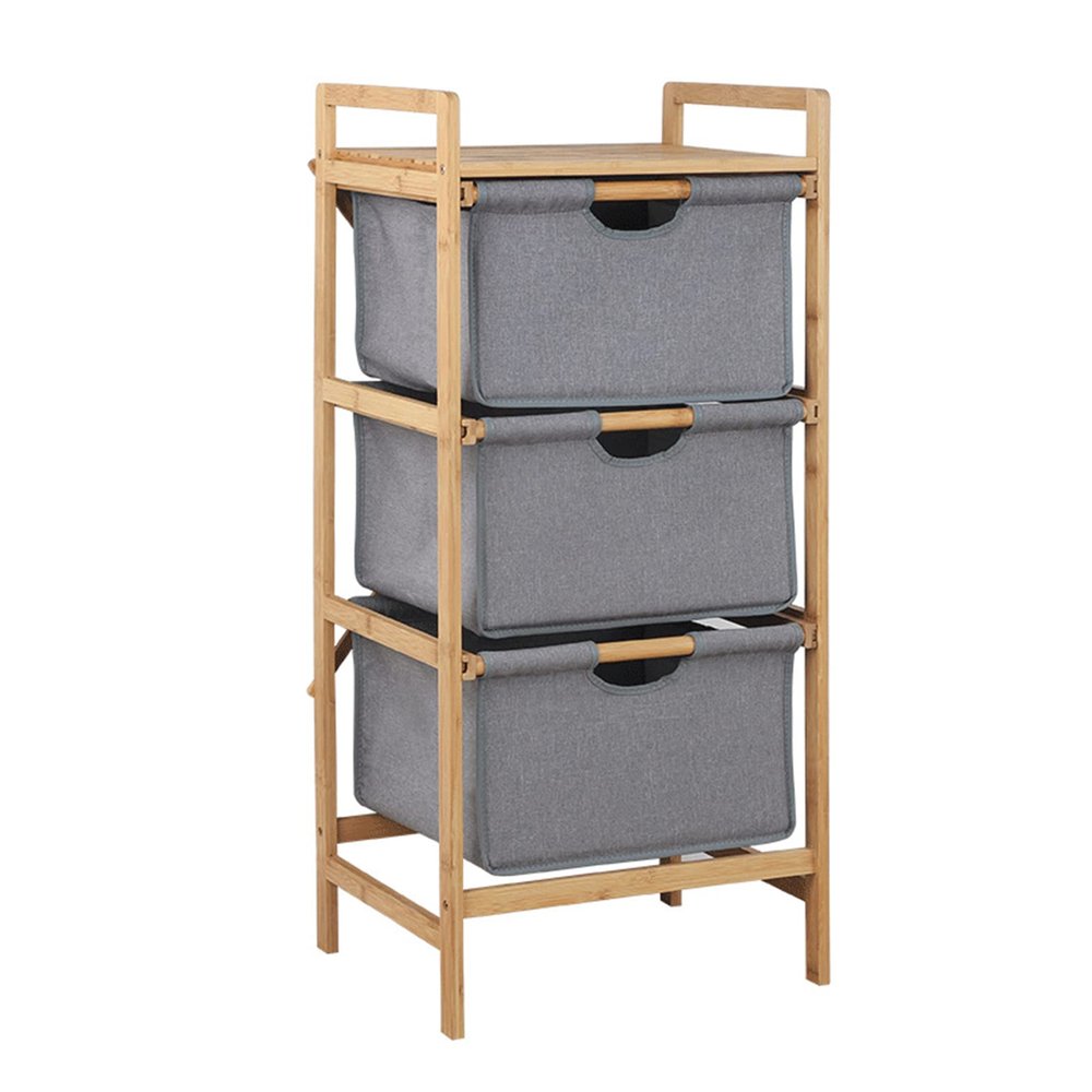 3-Tier Basket Storage Drawers 37.8" x 17.3" x 13",Laundry Hamper Stand Basket,Bathroom Dresser Tower,Bamboo Storage Baskets