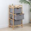 3-Tier Basket Storage Drawers 37.8" x 17.3" x 13",Laundry Hamper Stand Basket,Bathroom Dresser Tower,Bamboo Storage Baskets view 2