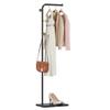 HOMEFORT Metal Coat Rack, Modern Coat Tree with 3 Hooks, L Shaped Coat Hanger Stand, Freestanding Coat Rack for Entryway and Corner, Black view 1