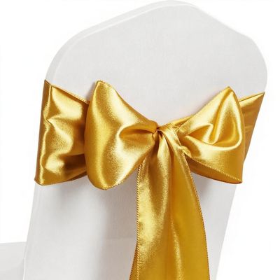 MAGTOWNE Gold Chair Sashes 50 Pack, Gold Sashes for Chairs Covers for Christmas Wedding Party Decor, Satin Chair Bows for Reception Ceremony Birthday Decoration