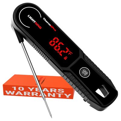 ThermoPro Lightning 0.5 Sec Instant Read Meat Thermometer, Kitchen Food Thermometer with Auto Wake/Sleep/180 Rotating Display, IP67 Waterproof Cooking Thermometer for Oil Deep Fry Smoker BBQ Grill