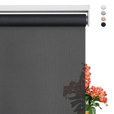 Sulugood Light Filtering Blinds for Windows Cordless 5% Openness Solar Fabric Roller Shades Sheer and Glare Reduce Window Shades for Home Door Living Room Black,46" W x 52" H