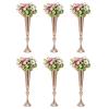 6 Pcs Christmas Floral Arrangements,Tabletop Metal Wedding Flower Trumpet Vase Table Decorative Centerpiece, 22" Tall Artificial Flower Arrangements for Anniversary Party Home Decoration, Gold view 1