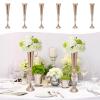 6 Pcs Christmas Floral Arrangements,Tabletop Metal Wedding Flower Trumpet Vase Table Decorative Centerpiece, 22" Tall Artificial Flower Arrangements for Anniversary Party Home Decoration, Gold view 3