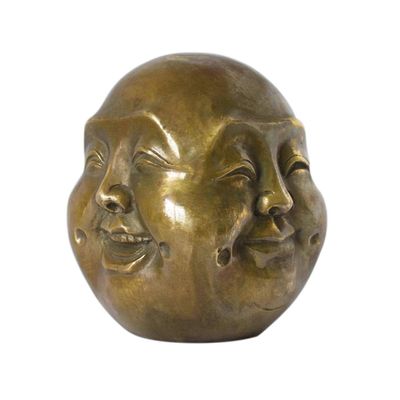 Addune Buddha Head Statue Four Faces Pleasure Anger Sorrow Joy Brass Home Decor Lucky Gifts