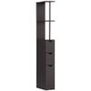 HOMCOM 54" Tall Bathroom Storage Cabinet, Freestanding Linen Tower with 2-Tier Shelf and Drawers, Narrow Side Floor Organizer, Brown view 1