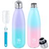 BOGI Insulated Water Bottle, 17oz 2 Pack Stainless Steel Water Bottles, Leak Proof Sports Metal Water Bottles Keep Drink Cold for 24 Hours and Hot for 12 Hours BPA Free kids water bottle for School view 1