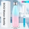 BOGI Insulated Water Bottle, 17oz 2 Pack Stainless Steel Water Bottles, Leak Proof Sports Metal Water Bottles Keep Drink Cold for 24 Hours and Hot for 12 Hours BPA Free kids water bottle for School view 2