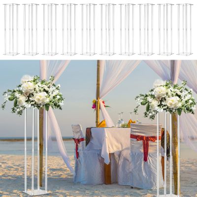 10 Pcs Acrylic Vases Wedding Centerpieces for Tables, Clear Column Flower Stand, 31.5in Tall Flower Vases for Centerpieces, Geometric Vases for Centerpieces Bulk, Wedding Birthday Party, Home Decor