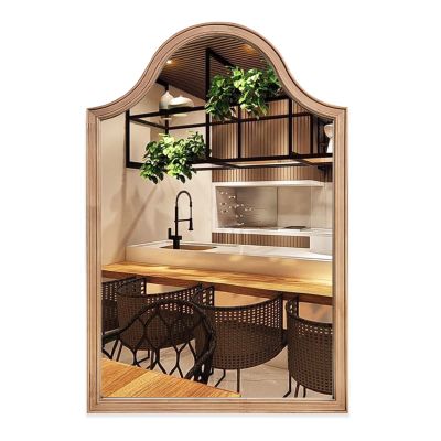 24" x 36" Wooden Frame Arched Wall Mirror for Bathroom, Farmhouse Wood Mirror for Wall Decor, Entryway, Living Room and Bedroom