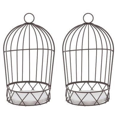 2 Pcs Metal Birdcage Decoration Flower Rack Rustic Style Candleholder for Home Restaurant Decor