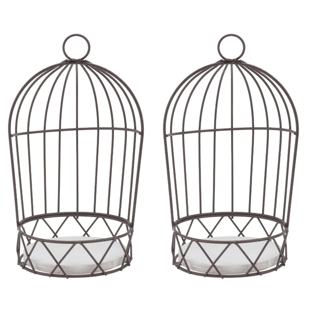 2 Pcs Metal Birdcage Decoration Flower Rack Rustic Style Candleholder for Home Restaurant Decor
