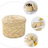 3 Pcs Straw Storage Basket Wheat-straw Basket Handwoven Kids Snack Container Snack Tray with Lid Hyacinth Bin Handwoven Round Wheat-straw Bin view 2