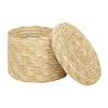 3 Pcs Straw Storage Basket Wheat-straw Basket Handwoven Kids Snack Container Snack Tray with Lid Hyacinth Bin Handwoven Round Wheat-straw Bin view 3