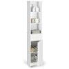 Tangkula Tall Bathroom Cabinet, Slim Storage Cabinet with 3 Tier Shelf, Drawer & Enclosed Narrow Floor Linen Tower Adjustable Shelves for Living Room, 13.5 x 12 64.5 Inches White view 1