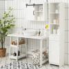 Tangkula Tall Bathroom Cabinet, Slim Storage Cabinet with 3 Tier Shelf, Drawer & Enclosed Narrow Floor Linen Tower Adjustable Shelves for Living Room, 13.5 x 12 64.5 Inches White view 2