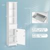 Tangkula Tall Bathroom Cabinet, Slim Storage Cabinet with 3 Tier Shelf, Drawer & Enclosed Narrow Floor Linen Tower Adjustable Shelves for Living Room, 13.5 x 12 64.5 Inches White view 3