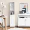 Tangkula Tall Bathroom Cabinet, Slim Storage Cabinet with 3 Tier Shelf, Drawer & Enclosed Narrow Floor Linen Tower Adjustable Shelves for Living Room, 13.5 x 12 64.5 Inches White view 4