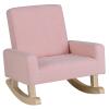Costzon Kids Sofa, Toddler Rocking Chair with Solid Wood Frame, Linen Fabric, Anti-Tipping Design, Children Furniture Armchair for Kids Room, Nursery, Playroom, Preschool, Gift for Boys Girls (Pink) view 1