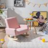 Costzon Kids Sofa, Toddler Rocking Chair with Solid Wood Frame, Linen Fabric, Anti-Tipping Design, Children Furniture Armchair for Kids Room, Nursery, Playroom, Preschool, Gift for Boys Girls (Pink) view 2