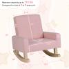 Costzon Kids Sofa, Toddler Rocking Chair with Solid Wood Frame, Linen Fabric, Anti-Tipping Design, Children Furniture Armchair for Kids Room, Nursery, Playroom, Preschool, Gift for Boys Girls (Pink) view 3