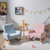 Costzon Kids Sofa, Toddler Rocking Chair with Solid Wood Frame, Linen Fabric, Anti-Tipping Design, Children Furniture Armchair for Kids Room, Nursery, Playroom, Preschool, Gift for Boys Girls (Pink) view 4