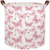 HIYAGON Girls Pink Laundry Baskets Baby Hamper for Nursery Girl Cute Kids Toy Organizer Bins Butterfly Room Decor Bedroom Bathroom(Pink Butterfly) view 1