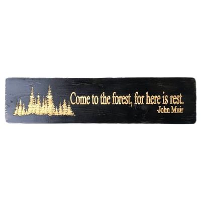 COME TO THE FOREST, FOR HERE IS REST John Muir Quote Wood SIGN Plaque Decor Mountains Cabin Woods