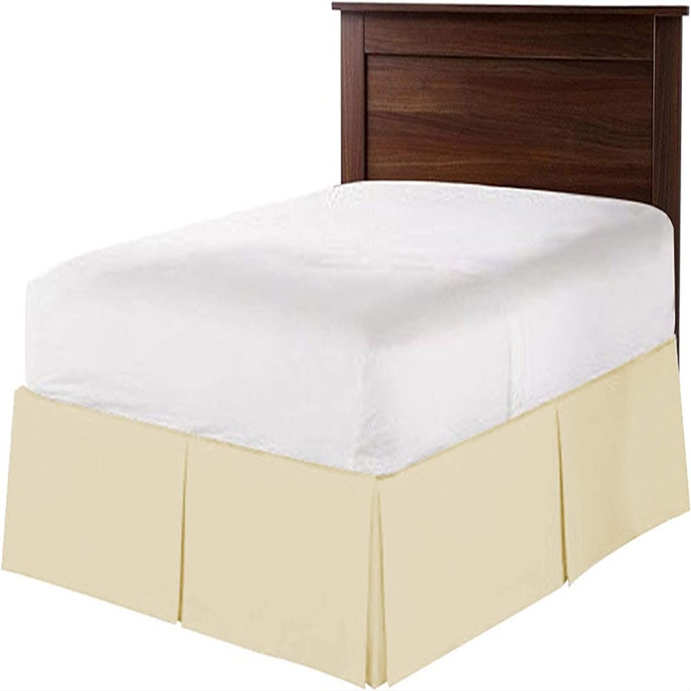 1 Piece Split Corners with Box Pleated Egyptian Cotton Bed Skirt 1000 Thread Count 9 Inch Drop Easy Fit Luxury Bedding Collection (Oversized Queen, Ivory)