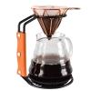 Coffee Pour Over Stand with Leather Handle, Metal Wire Dripper Holder, Iron Material, Filter Cone Support Station, Coffee Machine Accessory view 2