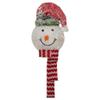 22" Lighted Snowman Wearing a Red Frosted Hat with Pine Christmas Tree Topper view 1