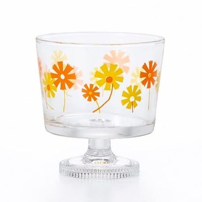 ADERIA 1960 Aderia Retro Dessert with Stem, Deep Glass, Alice, 9.1 fl oz (285 ml), Includes Gift Box, Made in Japan, Showa, Glass, Tableware, Stylish, Cute, Floral Pattern, Parfait, Sweets, Fruits,