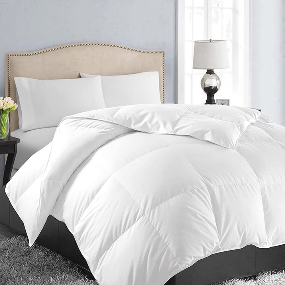 5 Piece All Season Quilted Down Alternative Reversible Comforter King (106'' x 90'') with Corner Tabs White Soft Duvet Insert