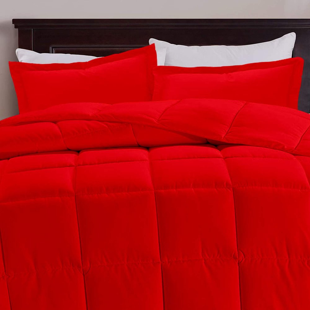 All Star Linen Red Box Stitched Down Alternative Blanket Eastern King 116'' x 108''