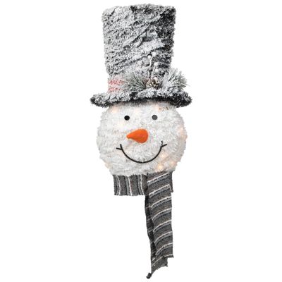 25" Lighted Snowman with Black Frosted Top Hat Christmas Tree Topper