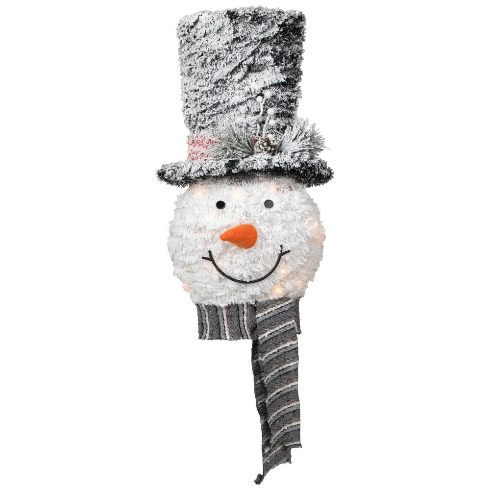 25" Lighted Snowman with Black Frosted Top Hat Christmas Tree Topper