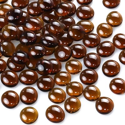 CYS EXCEL Amber Glass Gemstone Beads Vase Fillers (6 LBS) Flat Marble Beads Multiple Color Choices Aquarium Decor Rocks Floral Stones Decorative Mosaic Glass Gem Pebbles