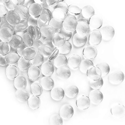 CYS EXCEL Clear Glass Gemstone Beads Vase Fillers (6 LBS) Flat Marble Beads Multiple Color Choices Aquarium Decor Rocks Floral Stones Decorative Mosaic Glass Gem Pebbles